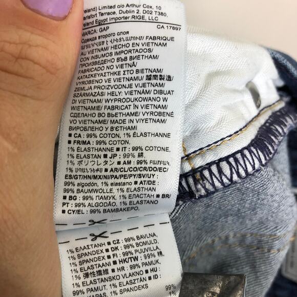 Gap Mom Jeans High Rise Medium Blue Light Distressing Tapered Loose Fit 4 27 - Picture 7 of 8